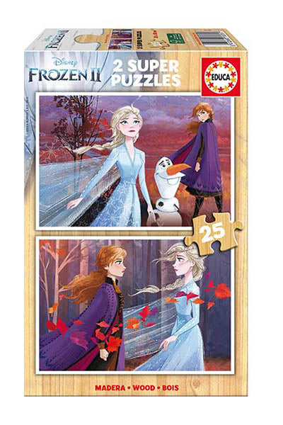Puzzle Frozen 2 em Madeira - Educa - 2x25 Peças