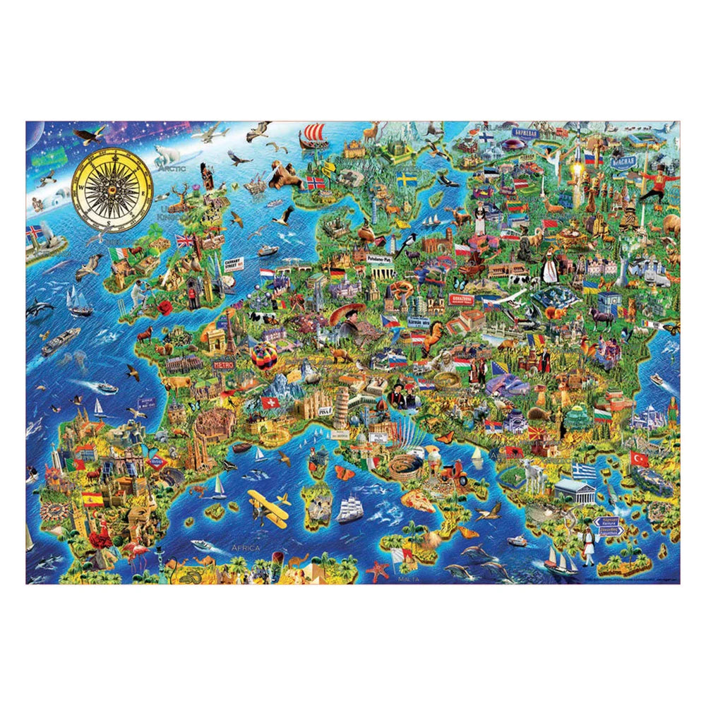 Illustriertes Puzzle mit Europakarte - Educa - 500 Teile