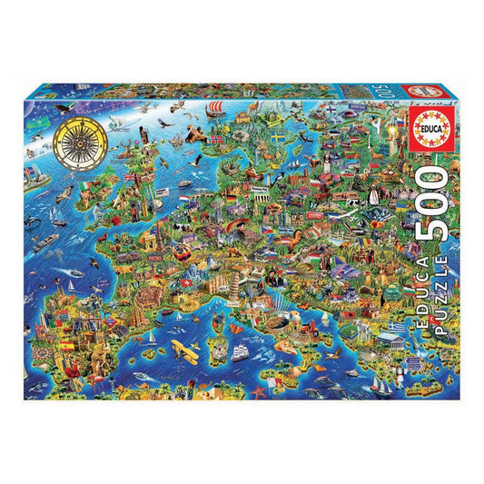 Puzzle Mapa Ilustrado da Europa – Educa - 500 peças