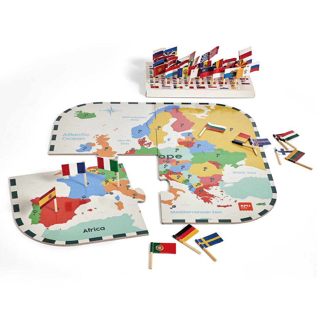 Puzzle Bandeiras da Europa Apli Kids, mapa e bandeiras