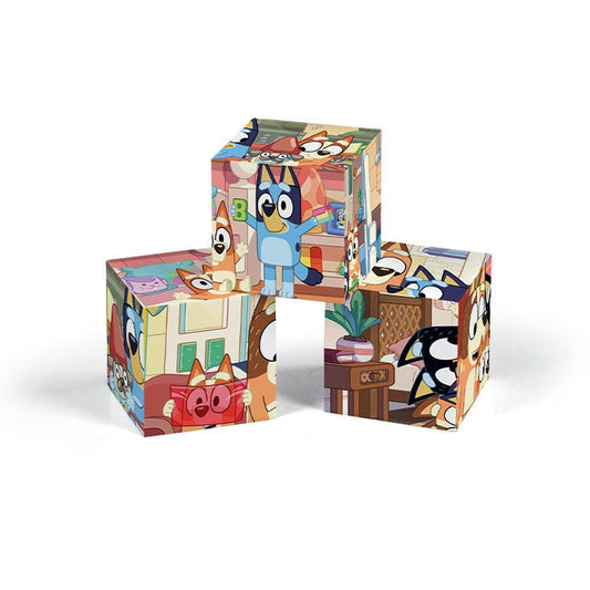 Puzzle de Cubos Bluey da Clementoni montado, imagem completa (6 cubos)