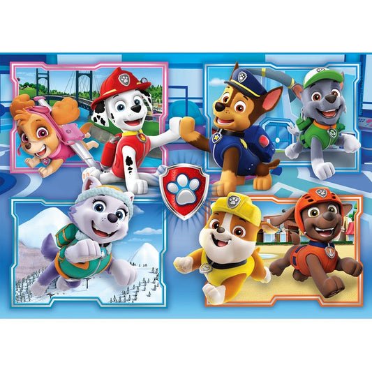 Puzzle Patrulha Pata da Clementoni montado, imagem completa (2 puzzles de 60 peças)