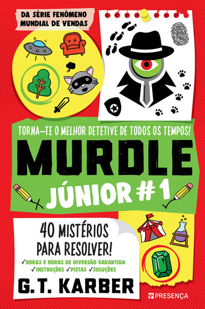 Capa do livro Murdle Júnior #1 com 40 mistérios para resolver, para crianças a partir dos 8 anos