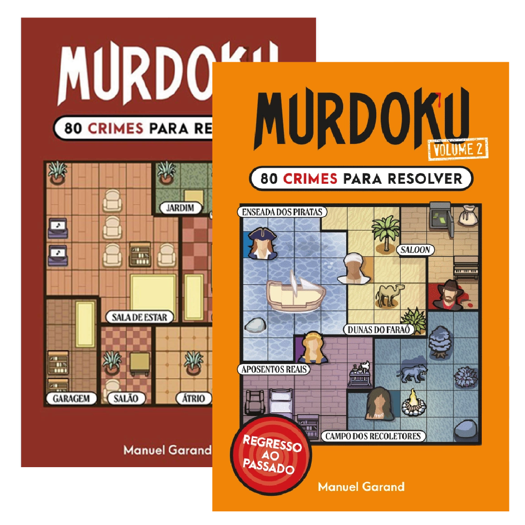Livros Murdoku de Manuel Garand e Murdle de G. T. Karber lado a lado
