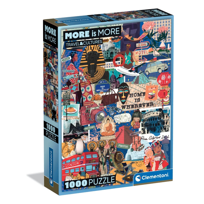 Puzzle More is More Travel & Cultures - Clementoni - 1000 Peças, caixa compacta