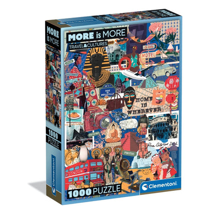 Puzzle More is More Travel & Cultures - Clementoni - 1000 Peças, caixa compacta