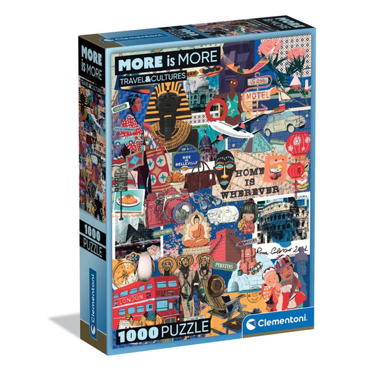 Puzzle More is More Travel & Cultures - Clementoni - 1000 Peças, caixa compacta