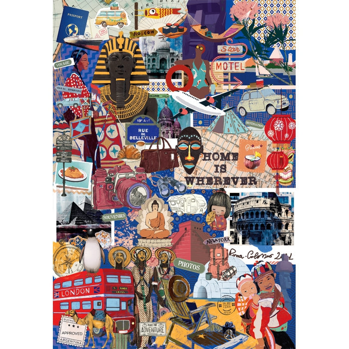 Puzzle More is More Travel & Cultures - Clementoni - 1000 Peças, colagem de viagens e culturas