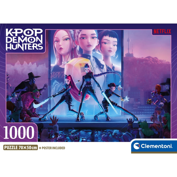 Puzzle KPop Demon Hunters HUNTR/X em Concerto - Clementoni - 1000 Peças