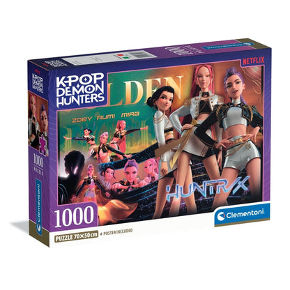Puzzle KPop Demon Hunters Golden - Clementoni - 1000 Peças, caixa do puzzle oficial Netflix