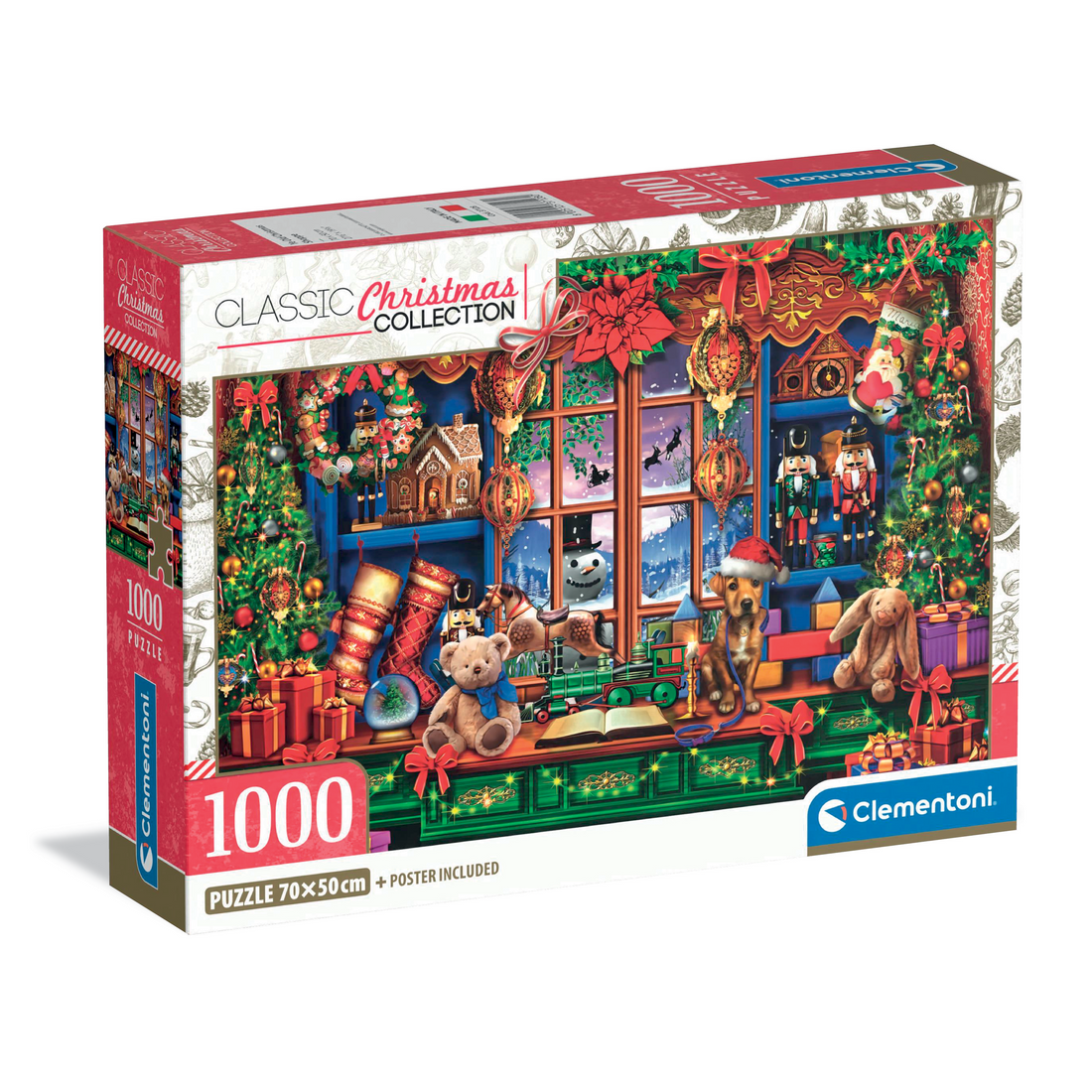 Puzzle Ye Old Christmas Shoppe Clementoni 1000 peças, interior de loja de Natal antiga