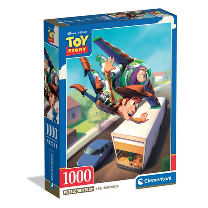 Puzzle Disney Toy Story - Clementoni - 1000 Peças, caixa do puzzle oficial Disney Pixar