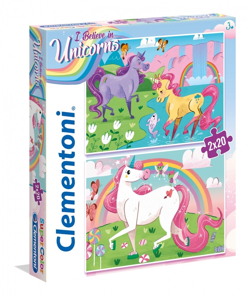 Puzzle Unicorns Brilliant - Clementoni - 2x20 Peças