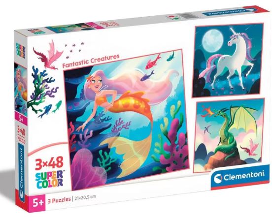 Puzzle Fantastic Creatures - Clementoni - 3x48 Peças