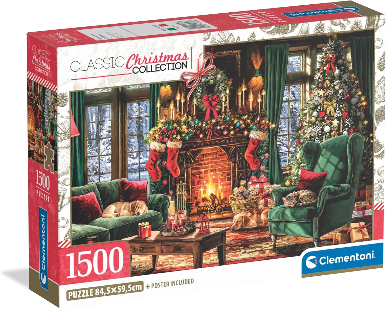 Caixa do puzzle Clementoni Have a Cozy Christmas 1500 peças Classic Christmas Collection