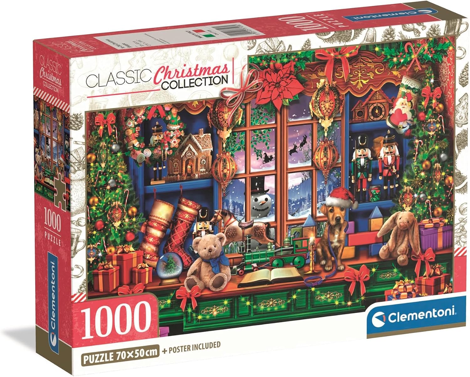 Caixa do puzzle Clementoni Ye Old Christmas Shoppe 1000 peças Classic Christmas Collection