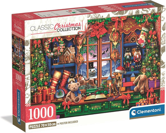 Caixa do puzzle Clementoni Ye Old Christmas Shoppe 1000 peças Classic Christmas Collection
