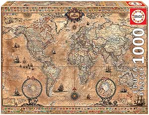 Physical World Map "Neon" Puzzle - Educa - 1000 Pieces