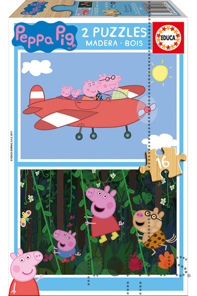 Puzzle Peppa Pig em Madeira - Educa - 2x16 Peças