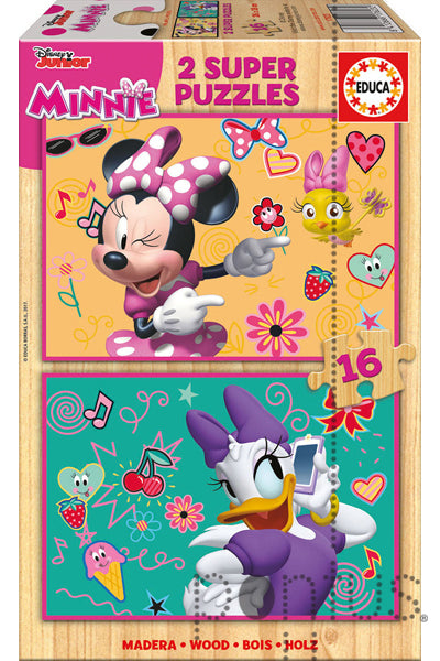 Puzzle Minnie em Madeira - Educa - 2x16 Peças