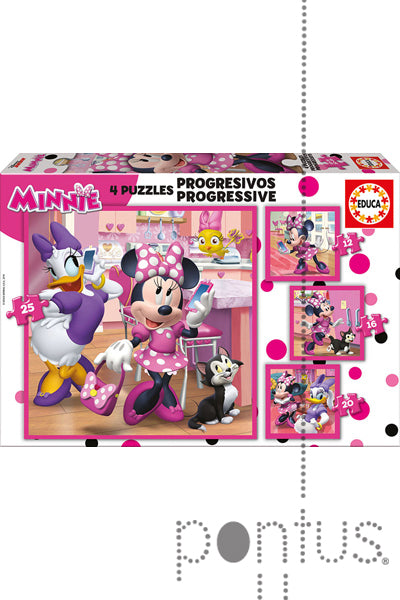 Puzzles Progressivos Minnie - Educa - 12, 16, 20 e 25 Peças