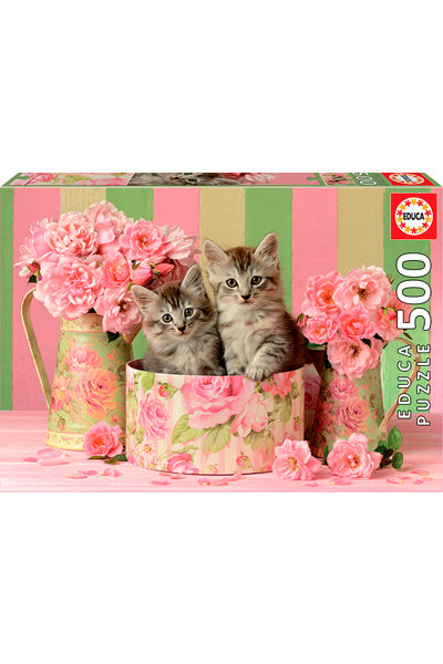 Puzzle Gatinhos com Rosas - Educa - 500 Peças