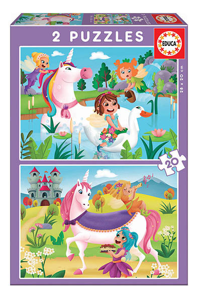 Puzzle Unicórnios e Fadas - Educa - 2x20 Peças