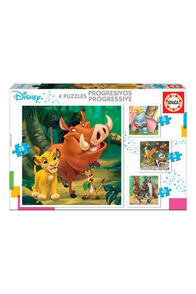 Puzzles Progressivos Disney - Educa - 12, 16, 20 e 25 Peças