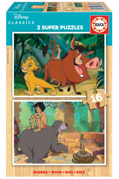 Puzzle Disney Classics em Madeira - Educa - 2x16 Peças