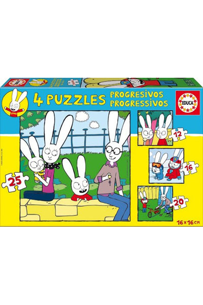 Puzzles Progressivos Simon - Educa - 12, 16, 20 e 25 Peças