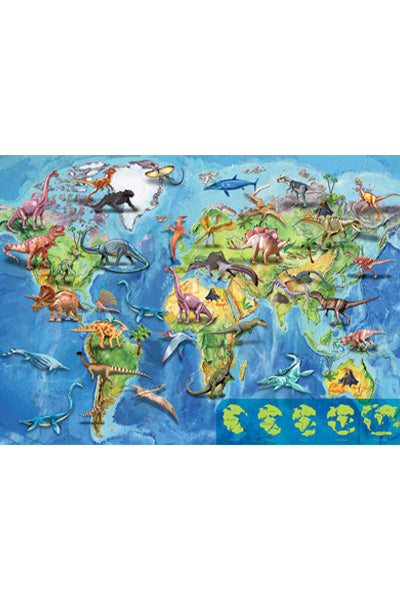 Puzzle Mapa Mundo Dinossauros - Educa - 150 Peças