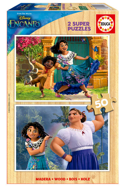 Puzzle Encanto Disney em Madeira - Educa - 2x50 Peças