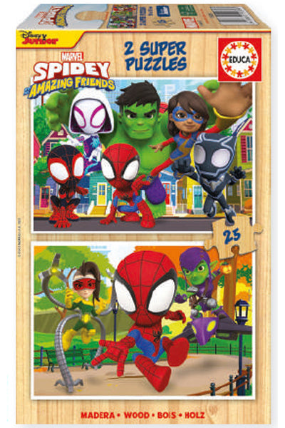 Puzzle Spidey and His Amazing Friends em Madeira - Educa - 2x25 Peças