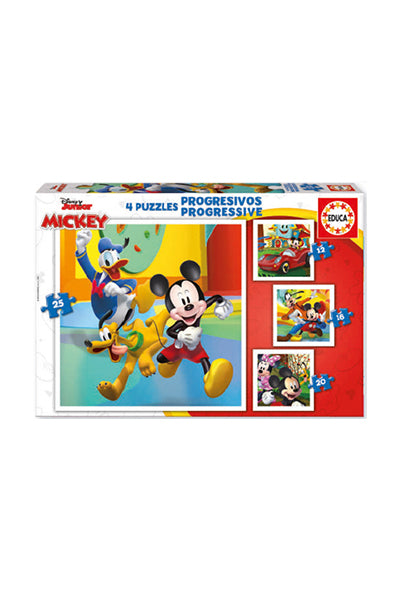 Puzzles Progressivos Mickey - Educa - 12, 16, 20 e 25 Peças
