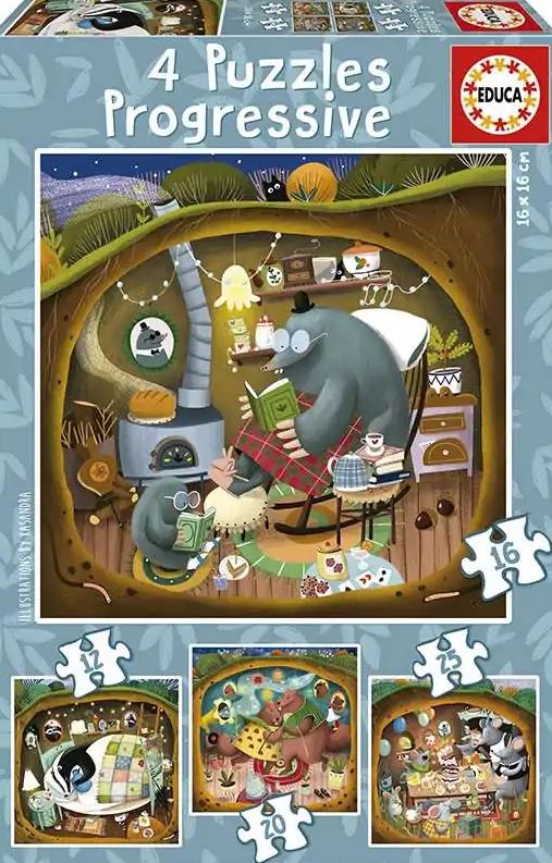 Puzzles Progressivos Floresta - Educa - 12, 16, 20 e 25 Peças