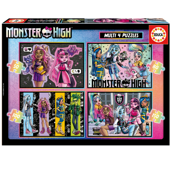 Puzzle 4 em 1 Monster High - Educa - 50, 80, 100 e 150 Peças
