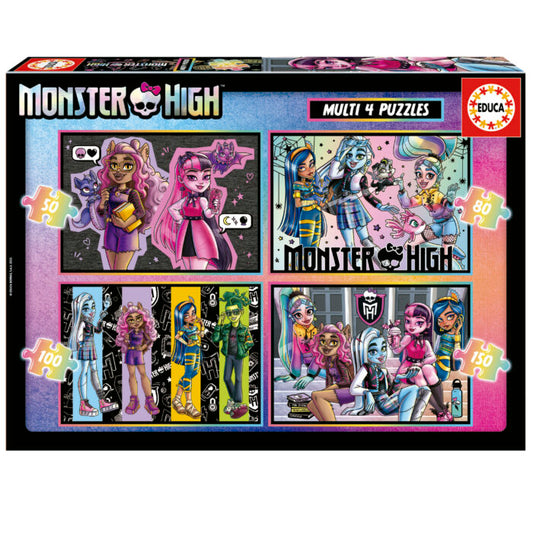 Puzzle 4 en 1 Monster High - Educa - 50, 80, 100 y 150 Piezas