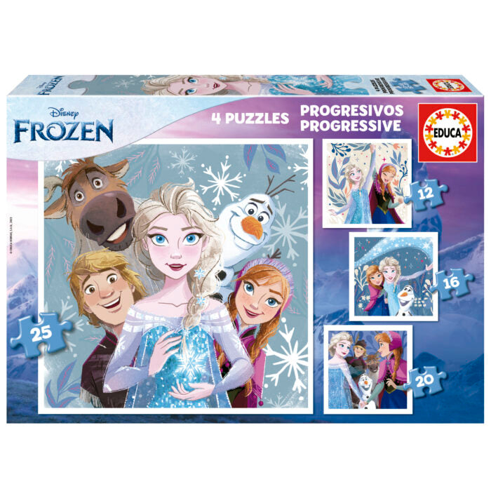 Puzzles Progressivos Frozen - Educa - 12, 16, 20 e 25 Peças