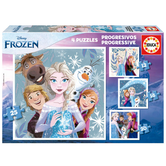 Puzzles Progressivos Frozen - Educa - 12, 16, 20 e 25 Peças