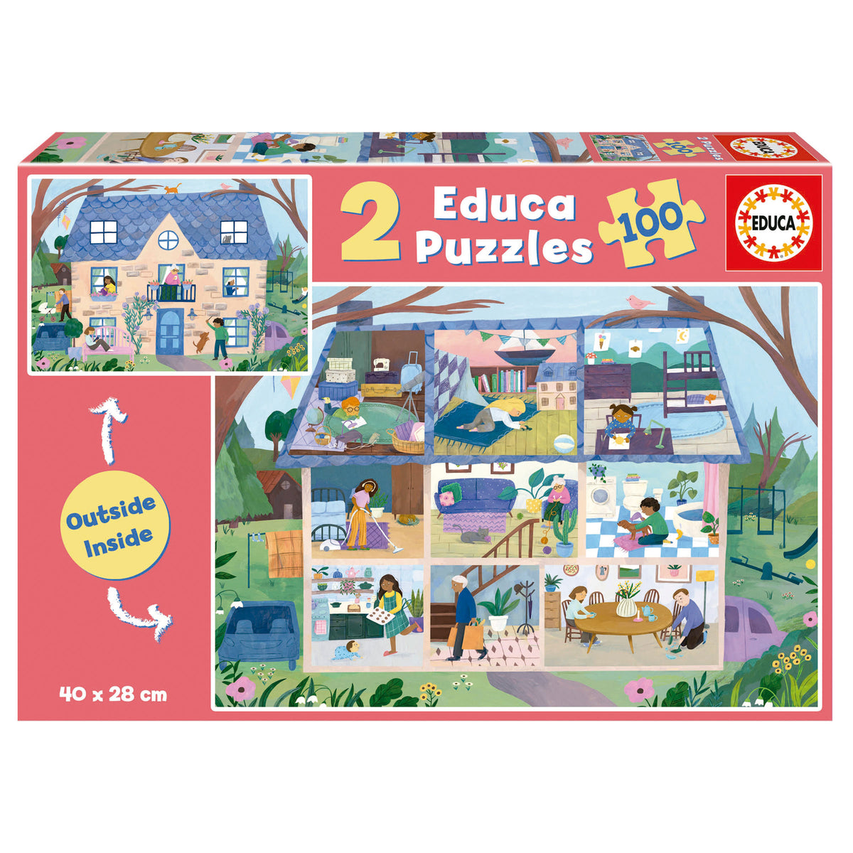 Puzzle Casa Outside/Inside - Educa - 2x100 Peças
