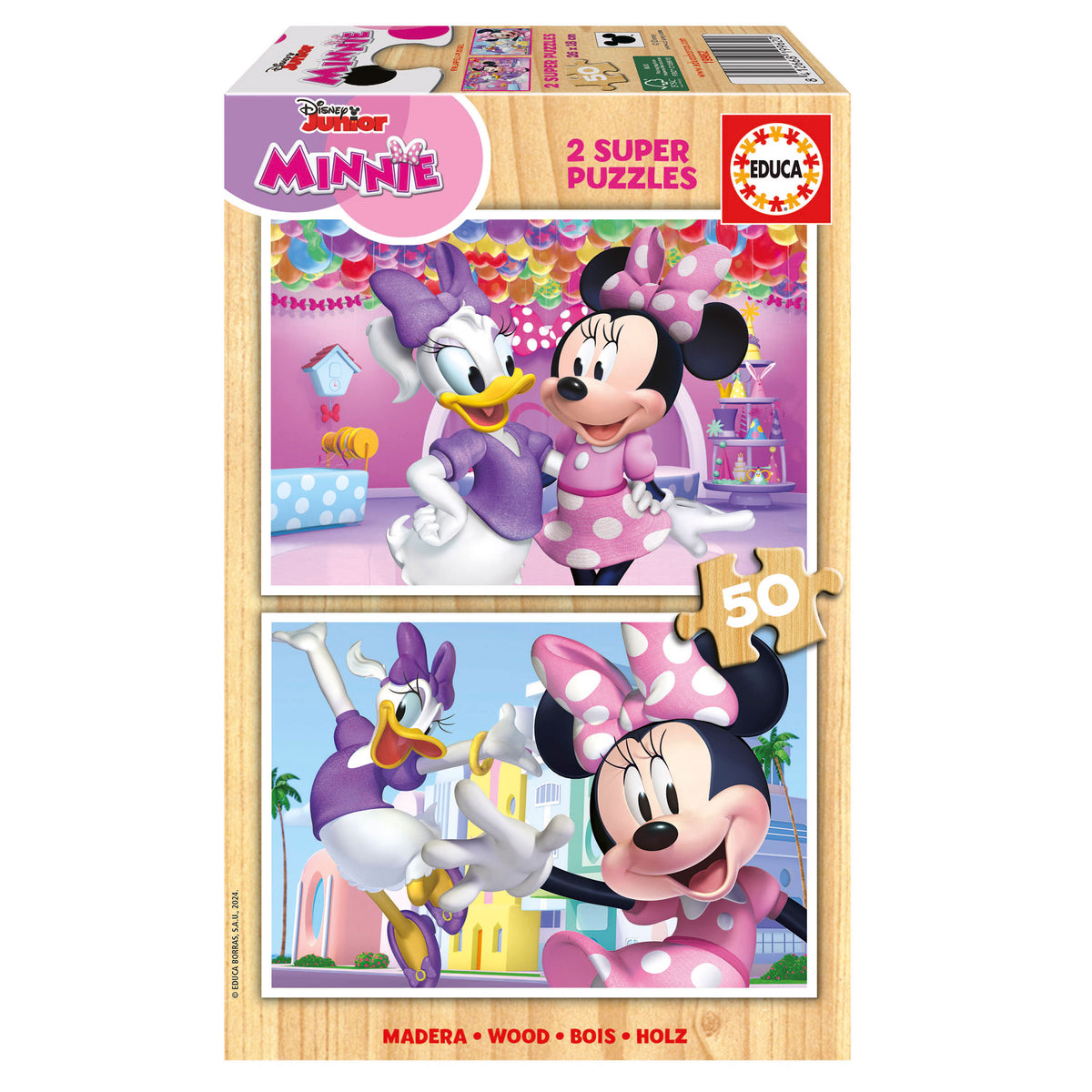 Puzzle Minnie em Madeira - Educa - 2x50 Peças