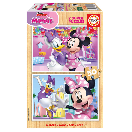 Puzzle Minnie de Madera - Educa - 2x50 Piezas