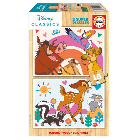 Puzzle Disney Animals de Madera - Educa - 2x16 Piezas