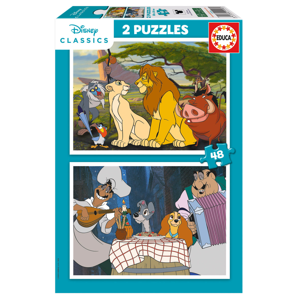 Puzzle Disney Animais - Educa - 2x48 Peças