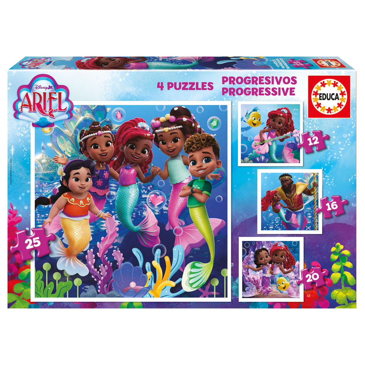 Puzzles Progressivos Ariel - Educa - 12, 16, 20 e 25 Peças