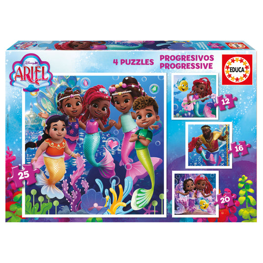Puzzles Progressivos Ariel - Educa - 12, 16, 20 e 25 Peças