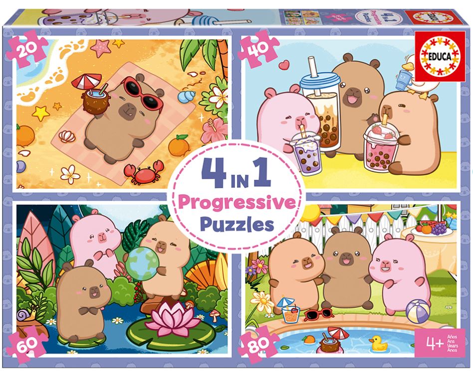 Puzzle Capivaras - Educa - 20, 40, 60 e 80 Peças