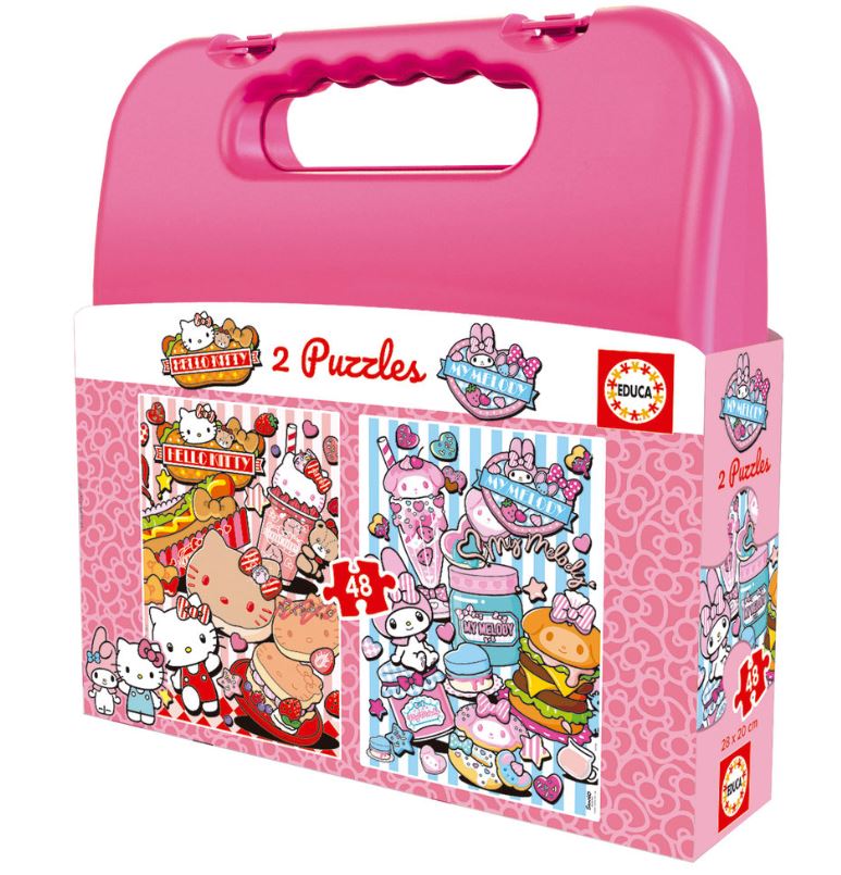 Mala 2 Puzzles Hello Kitty & Friends - Educa - 2x48 Peças