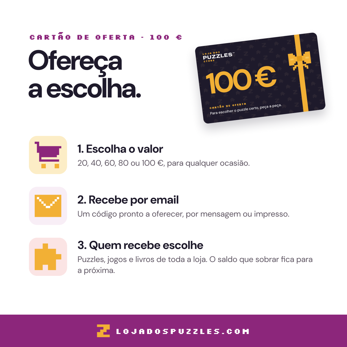 Como funciona o cartão de oferta de 100 euros: escolha o valor, recebe por email, quem recebe escolhe