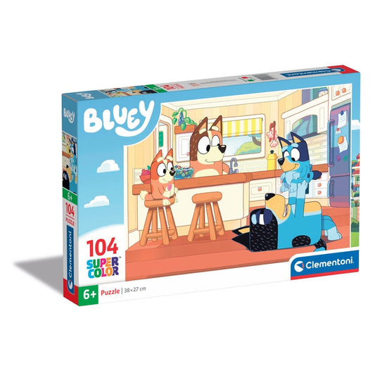 Caixa do Puzzle Bluey da Clementoni com 104 peças